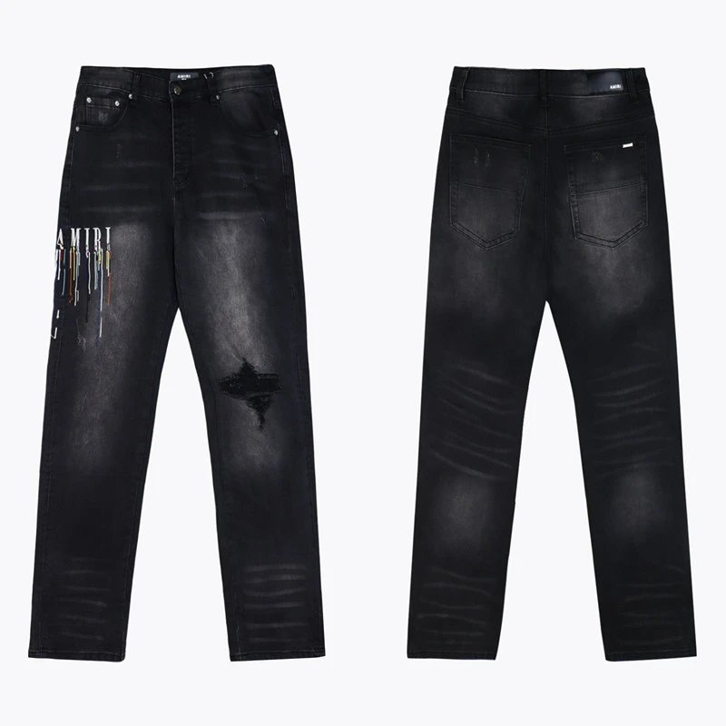 Amiri Multicolor Paint Drip Jeans - Gallery Image 5 - Detailed View