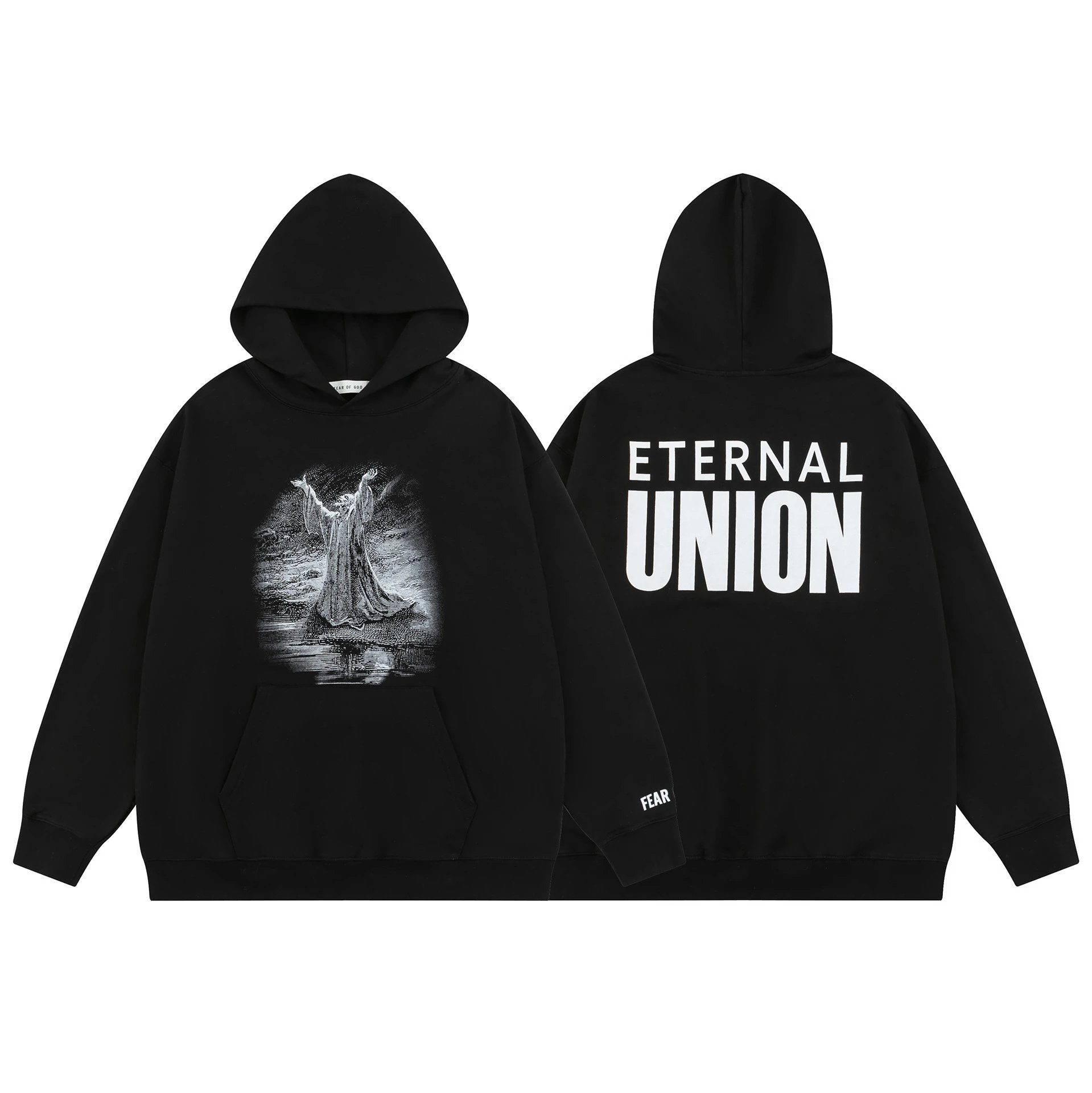 Gothic Graphic Pullover Hoodie Streetwear Cotton Black - Related Product - Cnfans