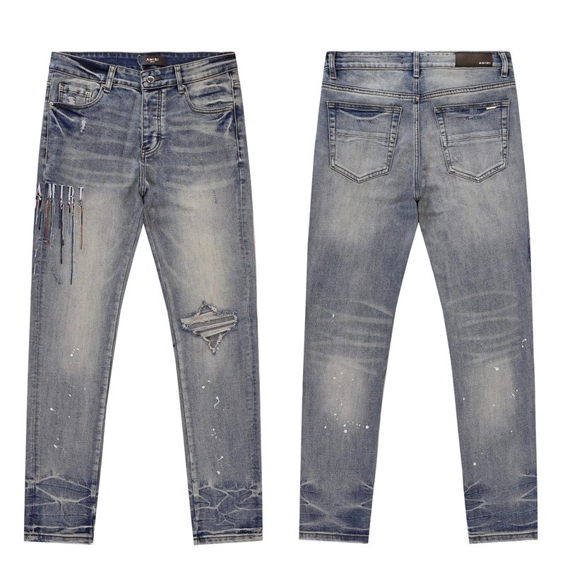 Amiri Multicolor Paint Drip Jeans - Gallery Image 4 - Detailed View