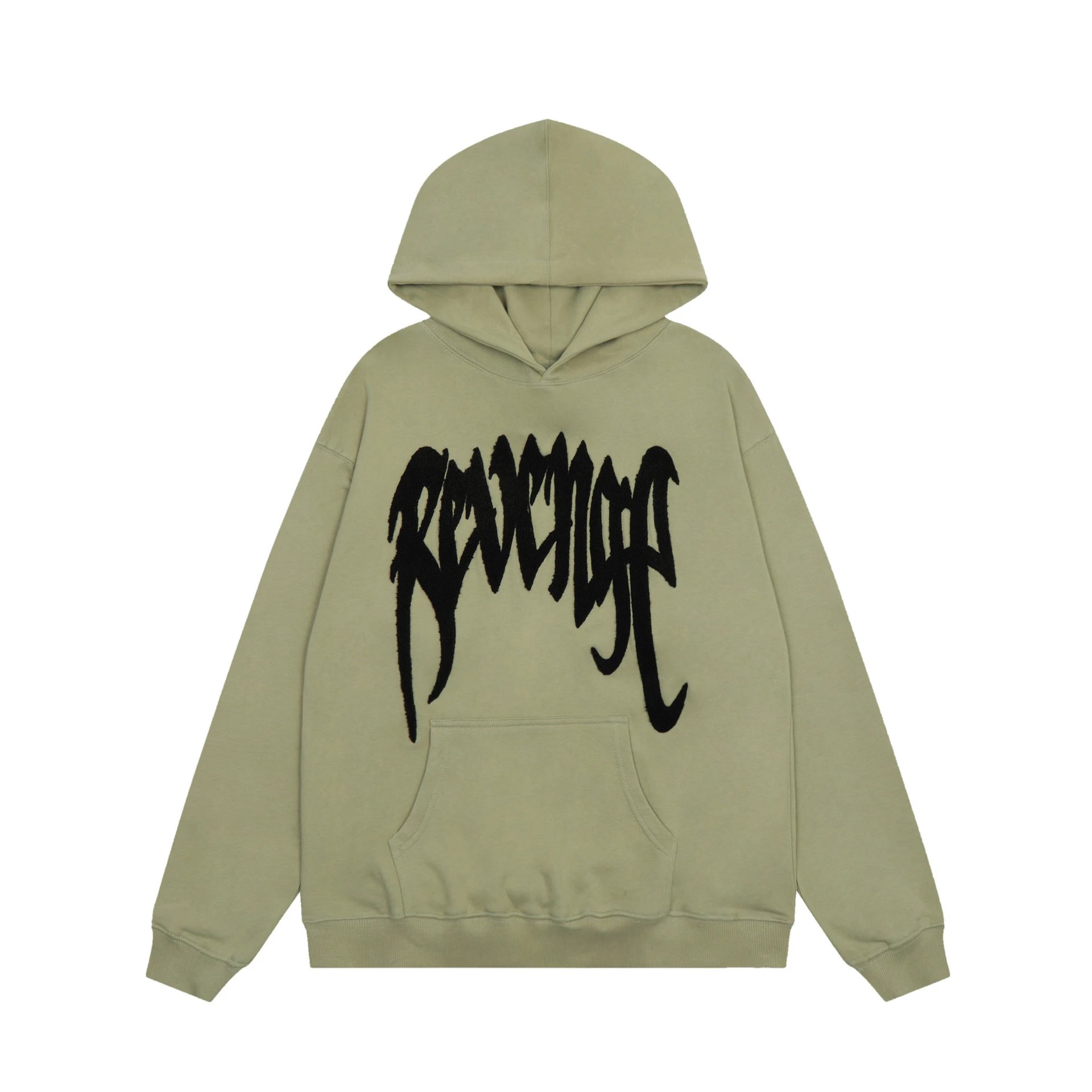 Streetwear Embroidered Hoodie Sage Green - Revenge - Cnfans - $35.16
