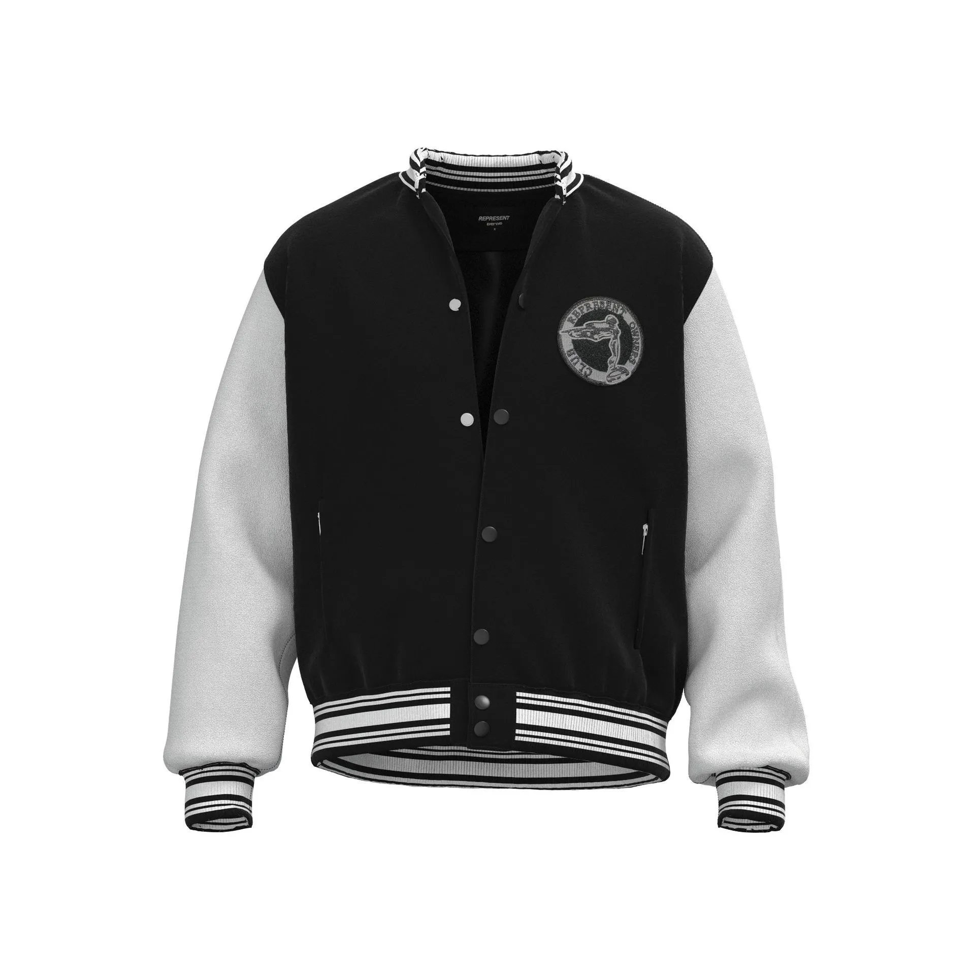 Represent Embroidered Varsity Jacket MultiColor - Gallery Image 4 - Detailed View