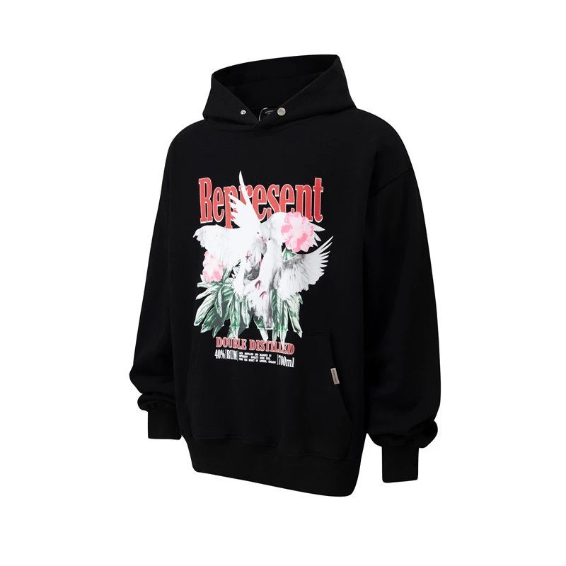 Represent Peace Dove Hoodie Black/White - Gallery Image 5 - Detailed View