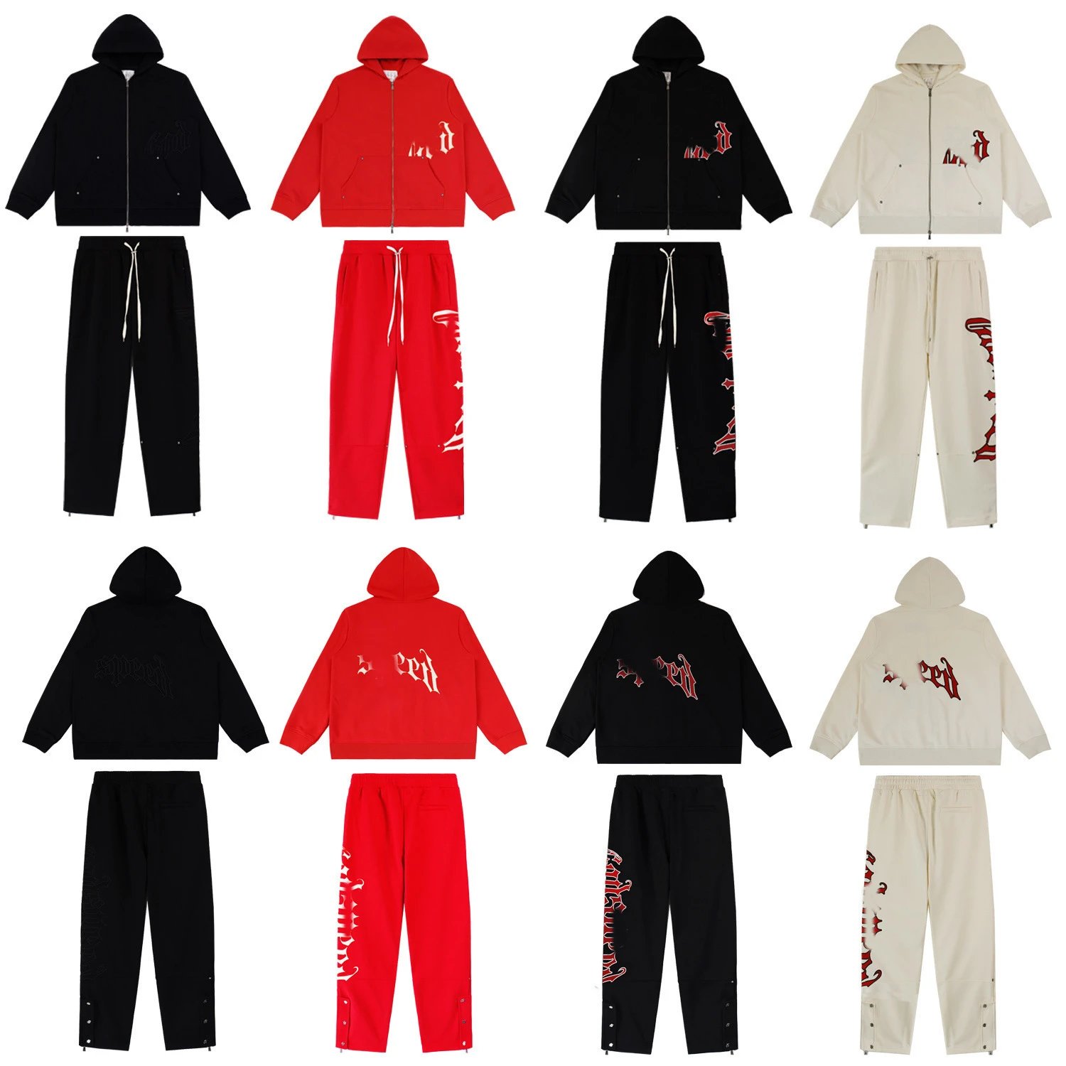 GOD&speed Hoodie Set Red/Black/Cream - Related Product - Cnfans