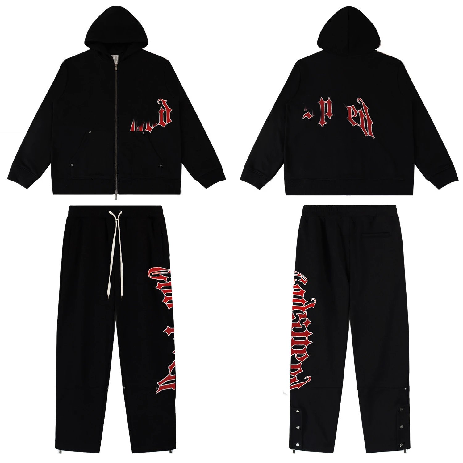 GOD&speed Hoodie Set Red/Black/Cream - Gallery Image 5 - Detailed View