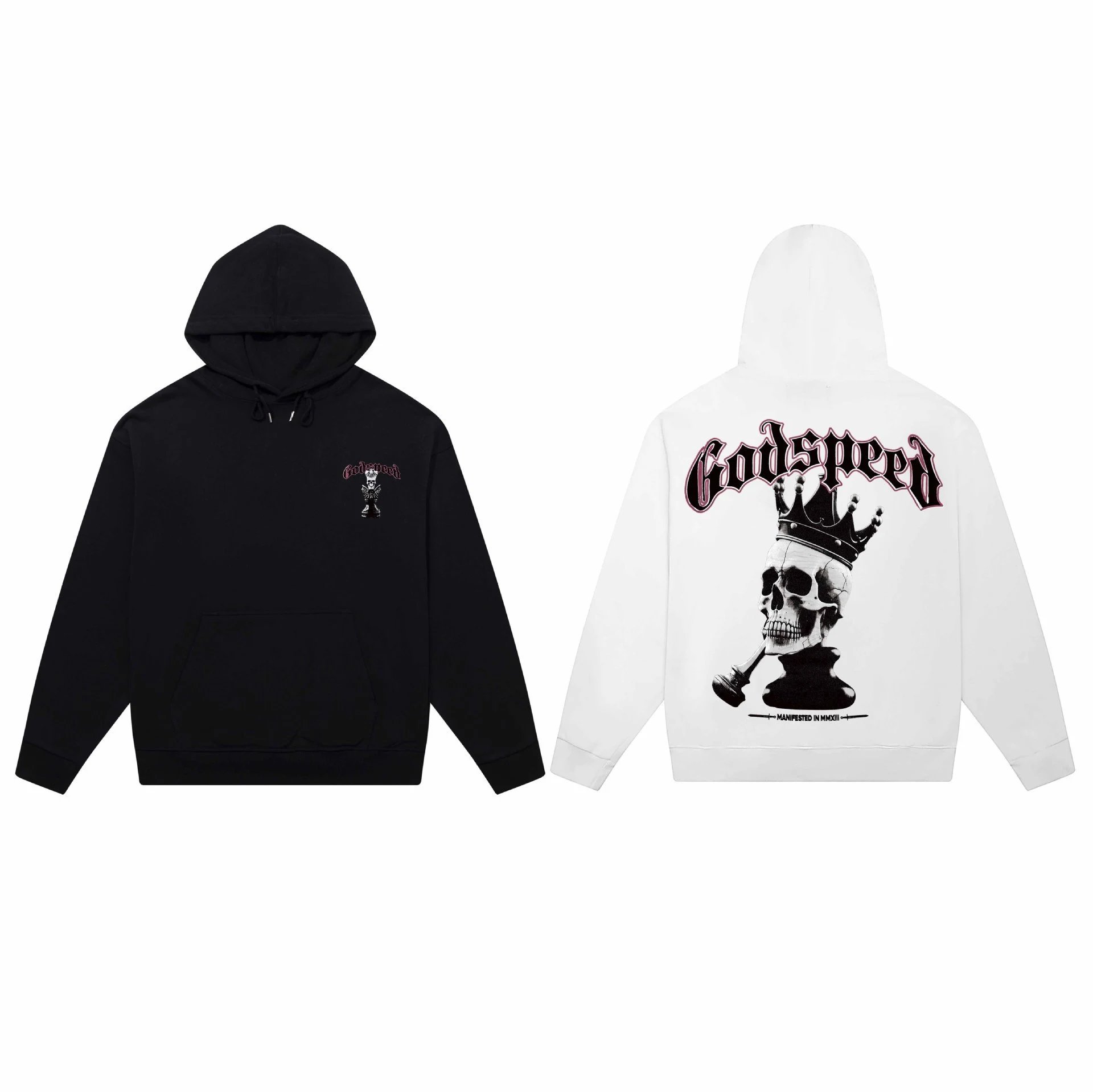 Godspeed Skull Hoodie in Black and White - Gallery Image 2 - Detailed View