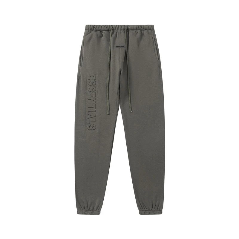 High Street Fleece Jogger Pants Unisex Embossed Beige - Gallery Image 3 - Detailed View