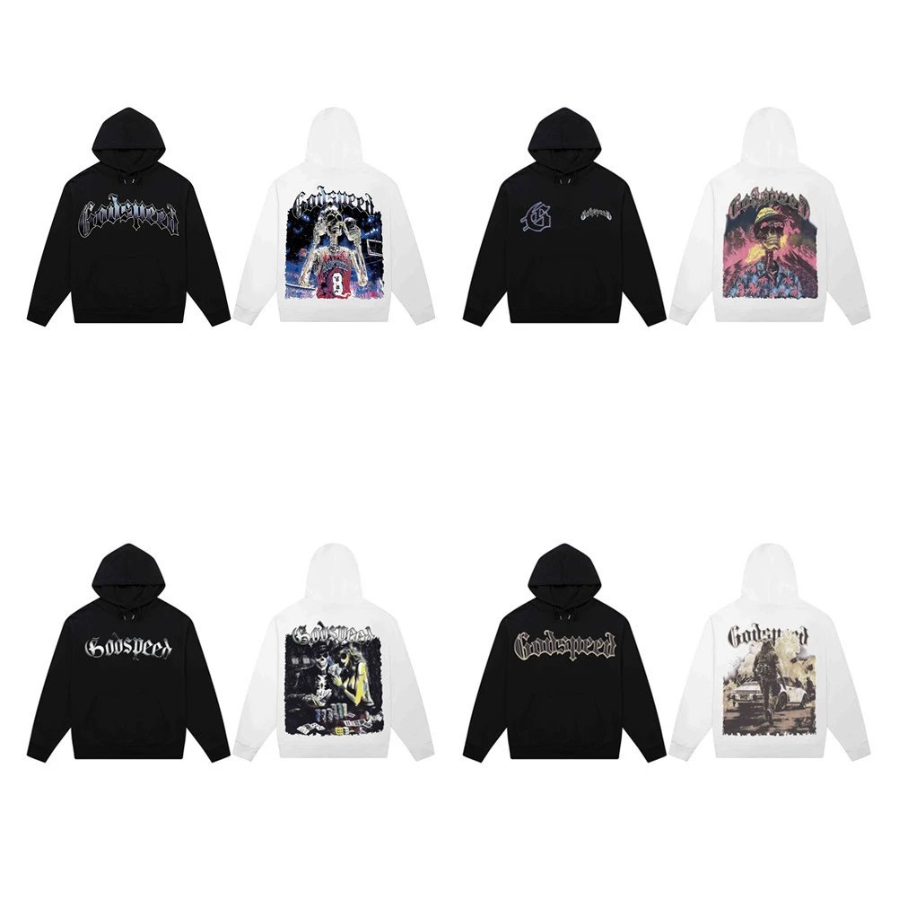 Godspeed Skull Hoodie in Black and White - Gallery Image 4 - Detailed View