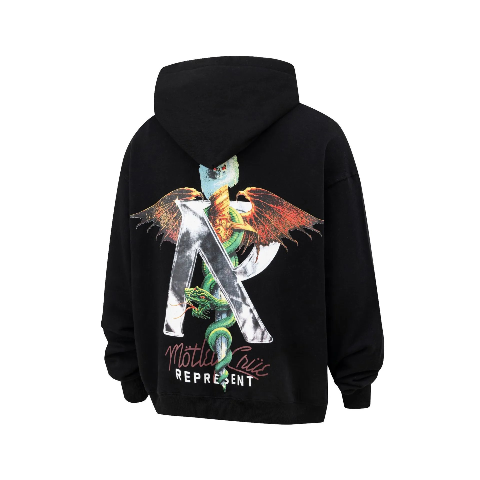 REPRESENT Dragon Print Hoodie Black - Gallery Image 5 - Detailed View