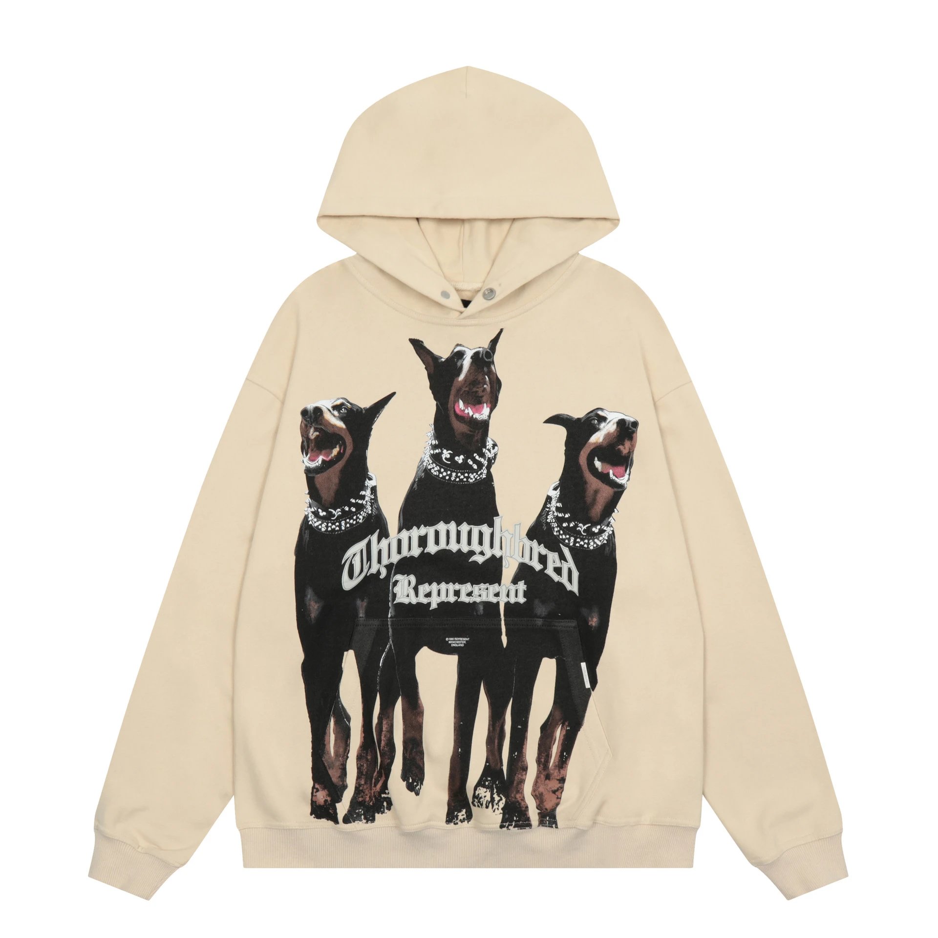 Represent Doberman Vintage Hoodie Grey - Gallery Image 4 - Detailed View