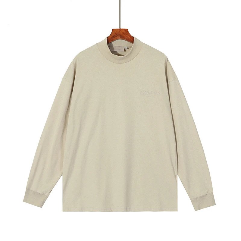 Unisex Streetwear Cotton Crewneck Long Sleeve T-Shirt Ink Black - Gallery Image 4 - Detailed View