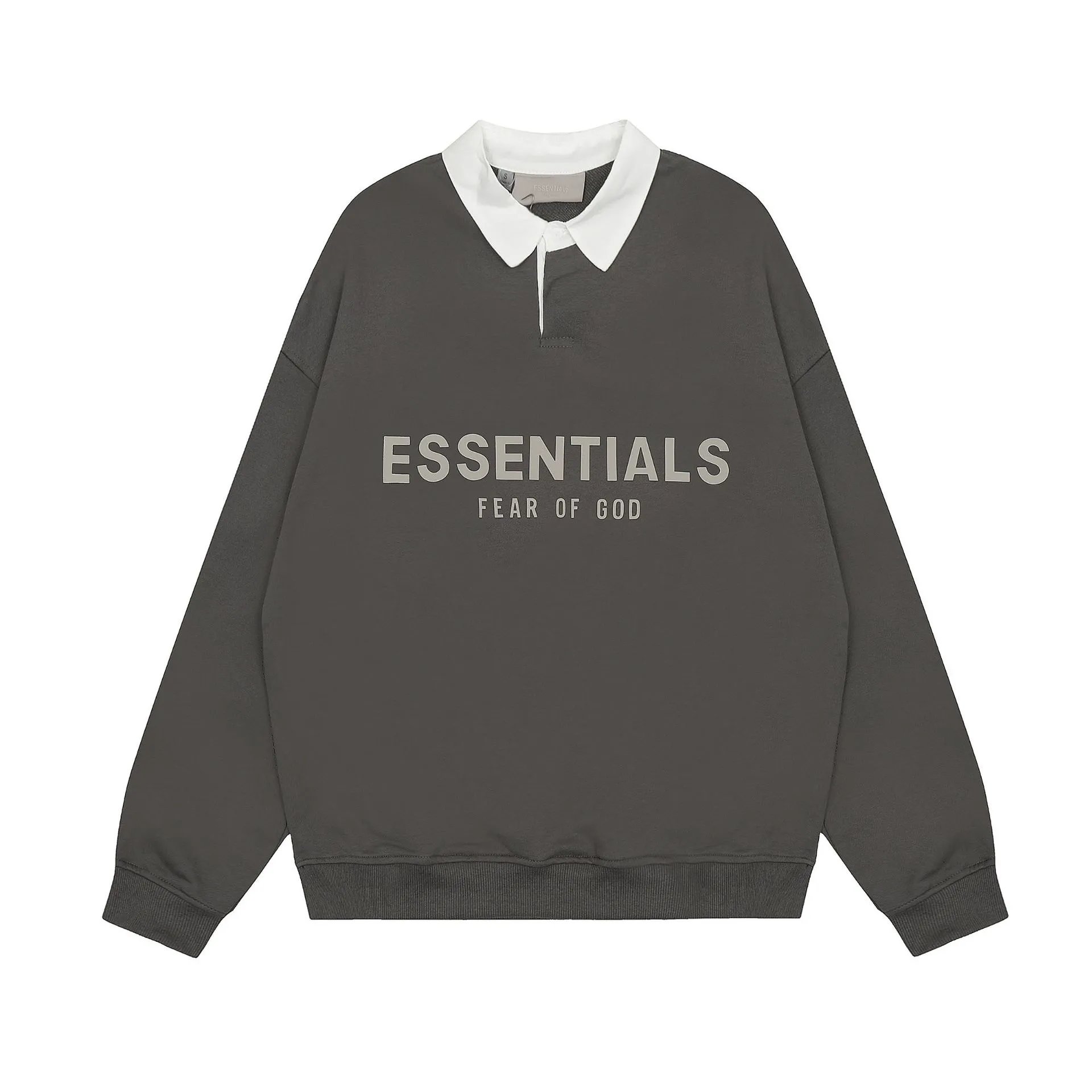 Unisex Layered Collar Pullover Sweatshirt Polo Taupe - Related Product - Cnfans