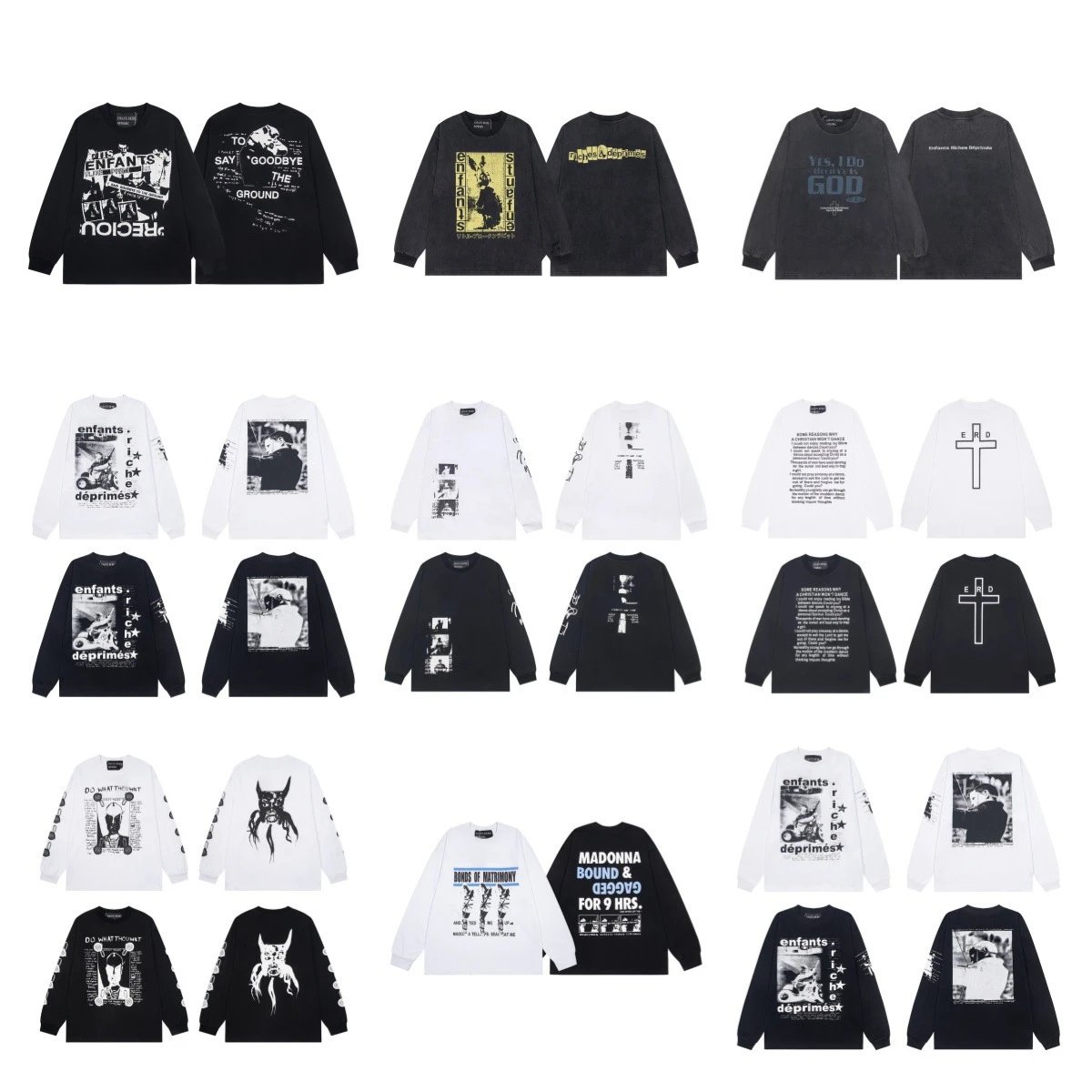 ERD Graphic Washed Long Sleeve Tee Multicolor - High Quality Product Image - Cnfans