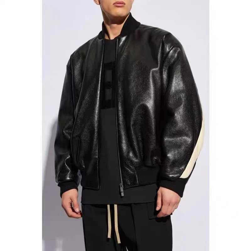 Unisex High Street Bomber Cotton Jacket Ebony Black - Gallery Image 3 - Detailed View