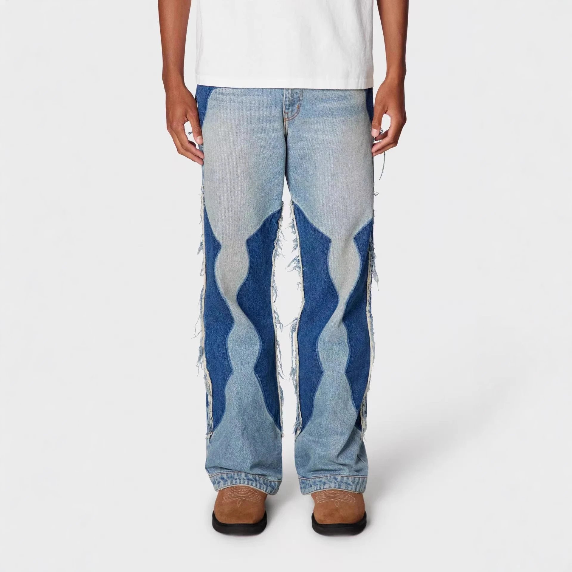 Flare Denim Patchwork Jeans Azure - Gallery Image 3 - Detailed View