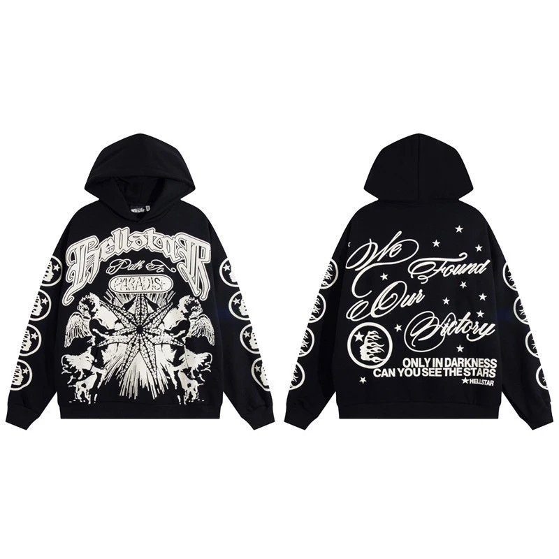 Streetwear Graphic Hoodie Tracksuit Onyx Black - Hellstar - Cnfans - $33.87
