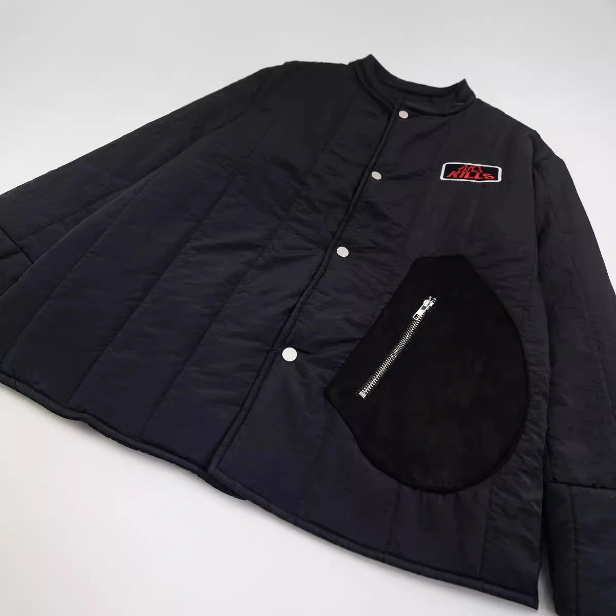 Skeleton Patchwork Cotton Jacket Onyx - Gallery Image 3 - Detailed View