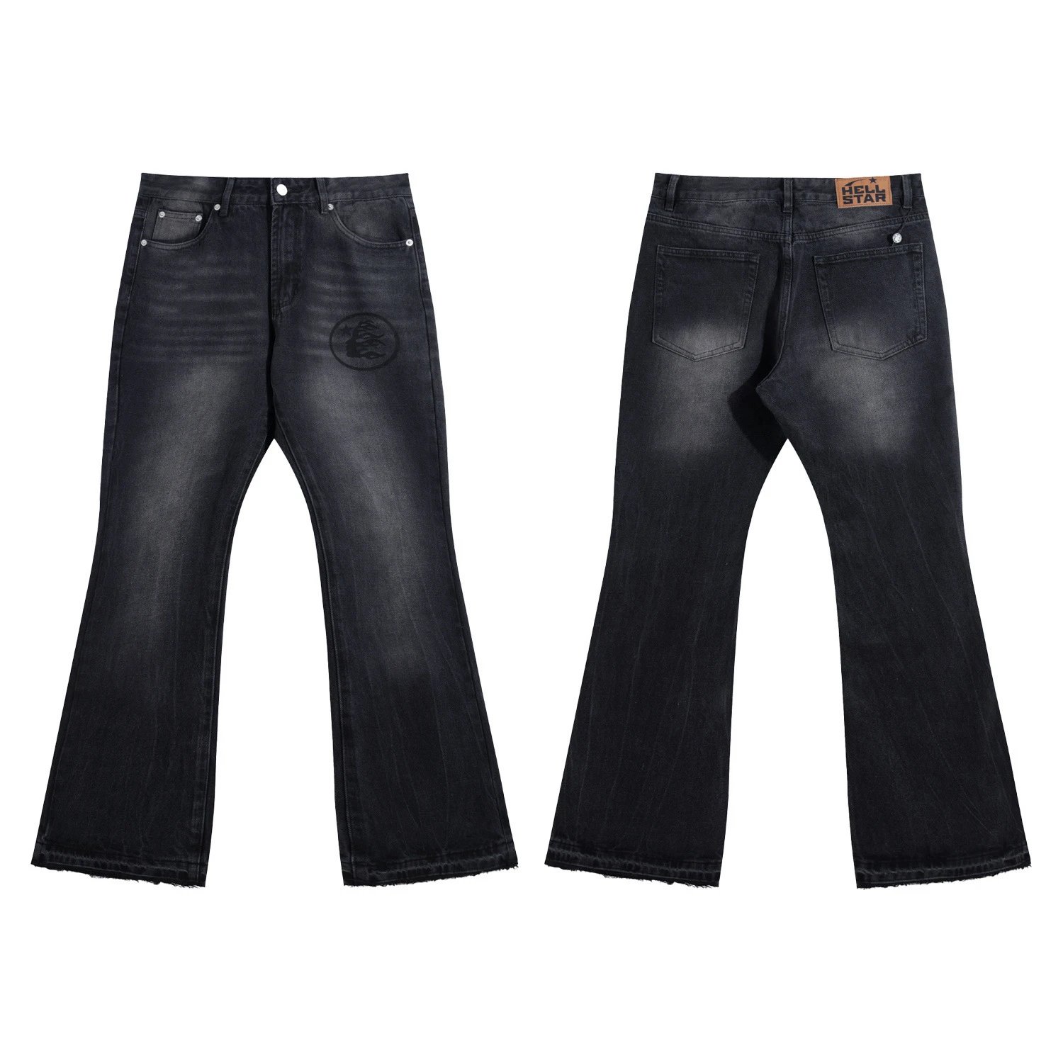 Streetwear Washed Denim Pants Charcoal - Gallery Image 4 - Detailed View