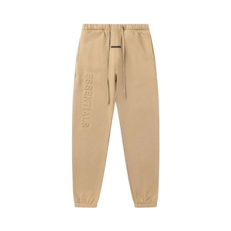 High Street Fleece Jogger Pants Unisex Embossed Beige - Gallery Image 4 - Detailed View