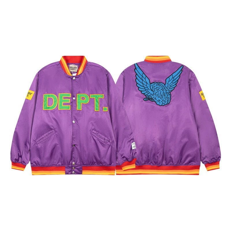 Varsity Embroidered Bomber Jacket in Regal Purple - Gallery Image 1 - Detailed View