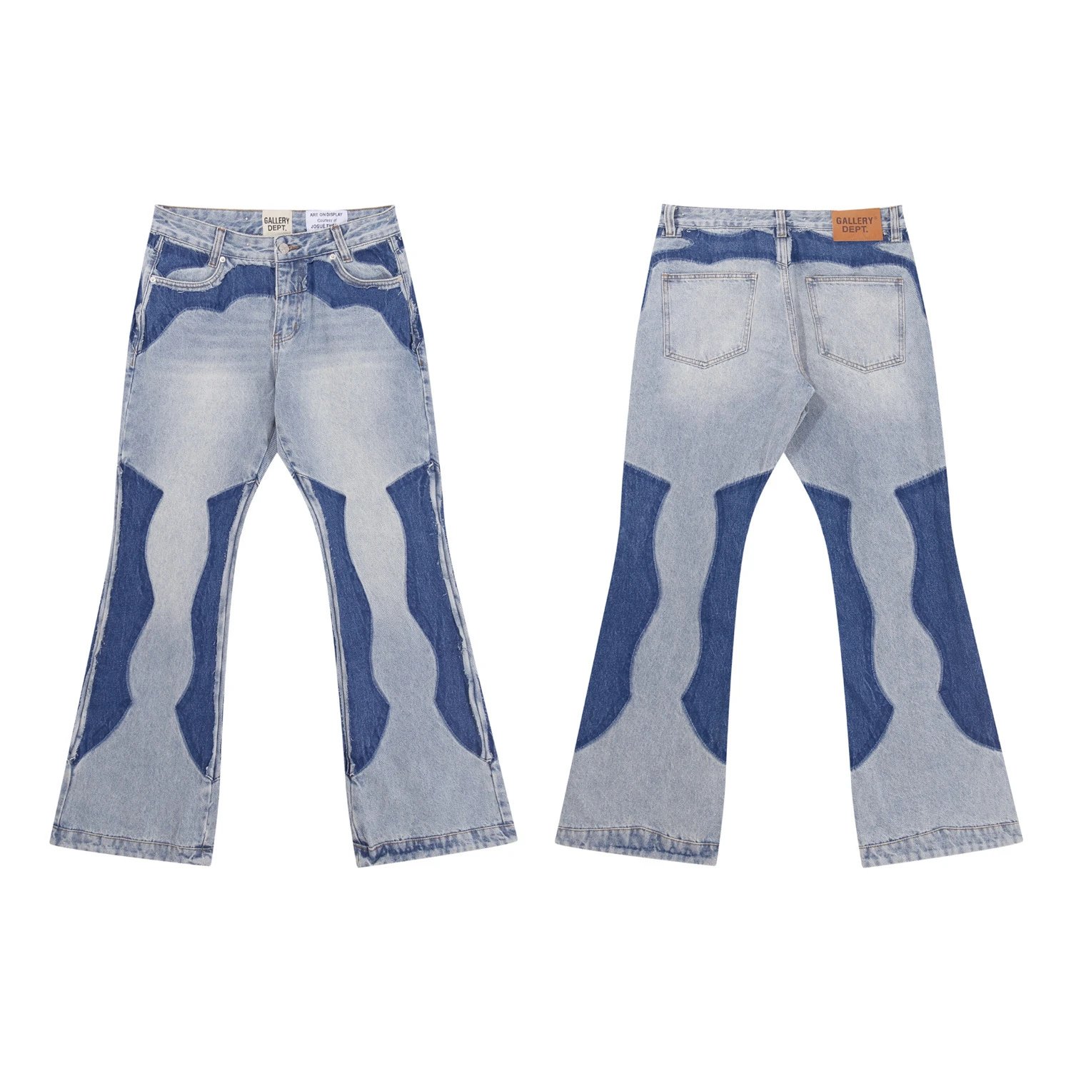 Flare Denim Patchwork Jeans Azure - Gallery Image 1 - Detailed View