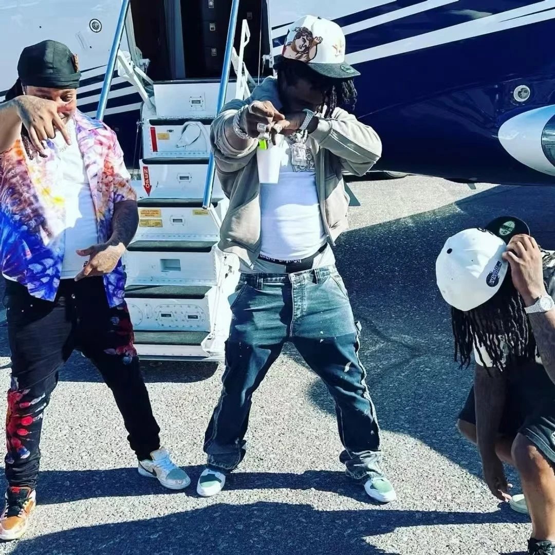 Patchwork Casual Denim Trousers Beige - Gallery Image 3 - Detailed View