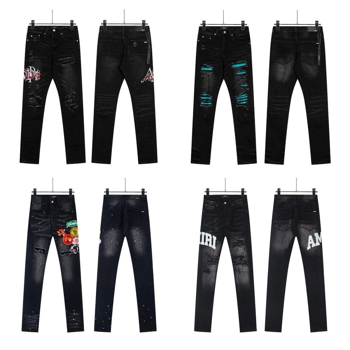 Amiri Embroidered Distressed Jeans - Gallery Image 4 - Detailed View