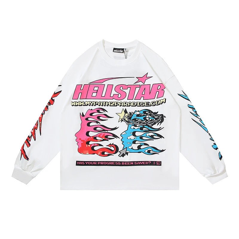 Graphic Long Sleeve Tee Ivory - Hellstar - Cnfans - $26.13