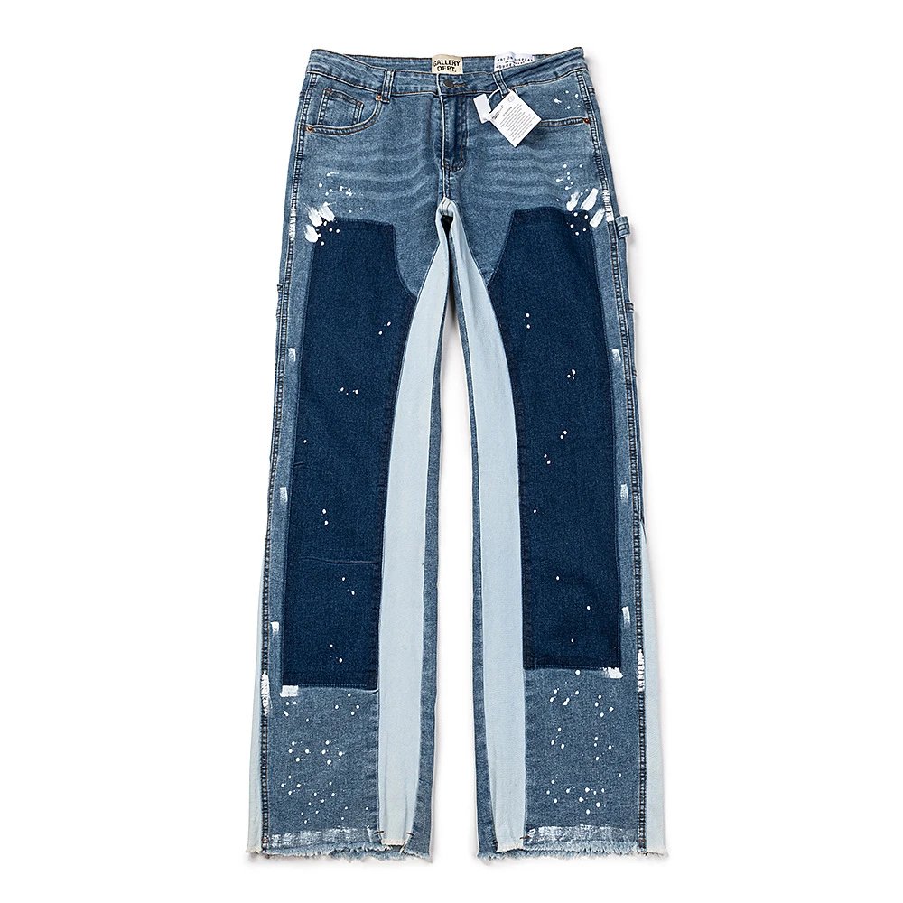 Patchwork Flare Jeans in Midnight Blue - Related Product - Cnfans