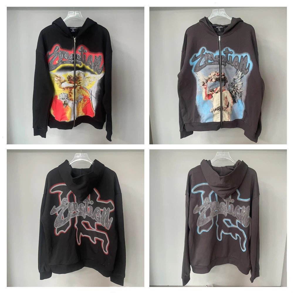 Mixed Emotion Angel Graphic Hoodie Multi - High Quality Product Image - Cnfans