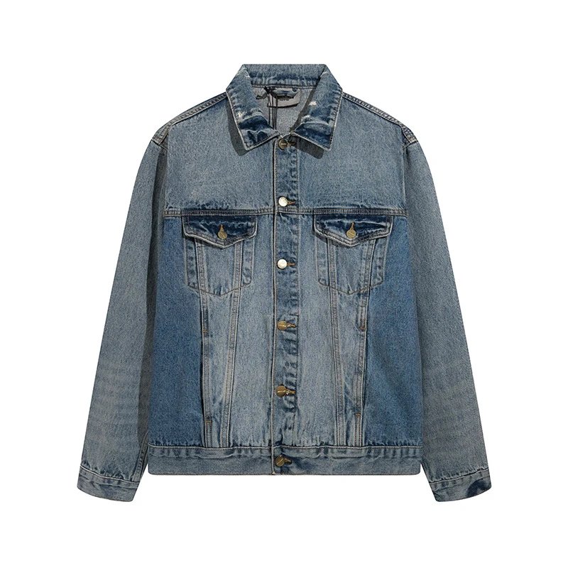 Vintage Washed Denim Truck Jacket Unisex Streetwear Blue - Essentials - Cnfans - $53.87