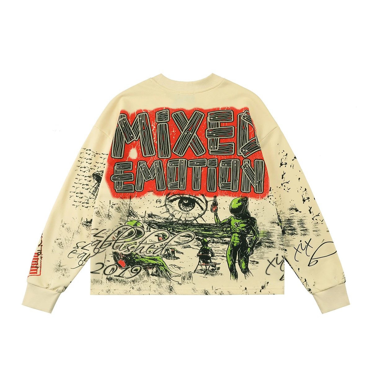 MIXED&EMOTION Alien Graffiti Sweatshirt Multicolor - Gallery Image 4 - Detailed View