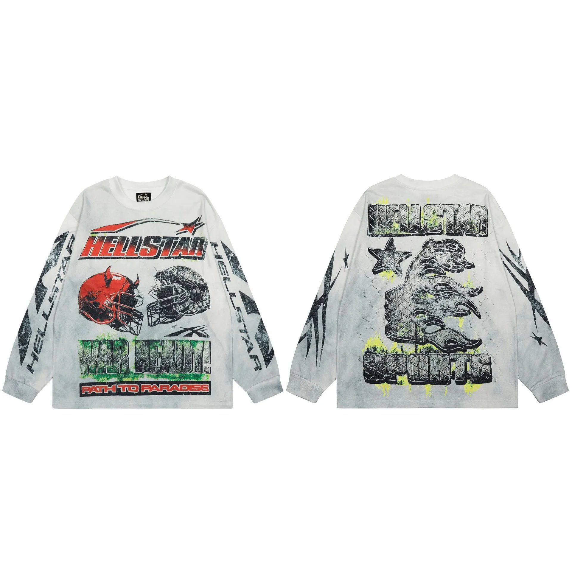 Street Graphic Long Sleeve Tee Ash Grey - Hellstar - Cnfans - $27.74