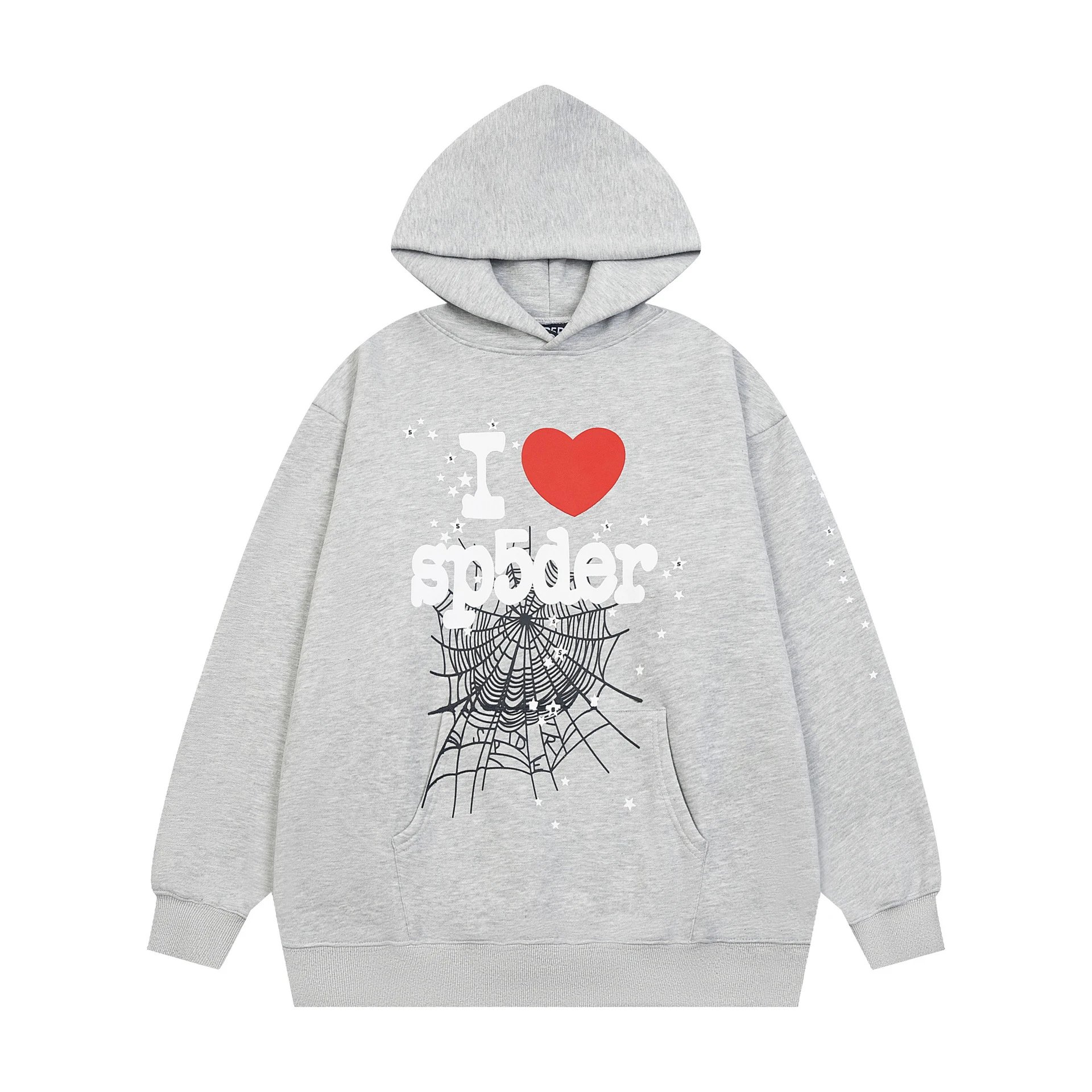 Streetwear Spiderweb Hoodie Ash Gray - Sp5der - Cnfans - $31.29
