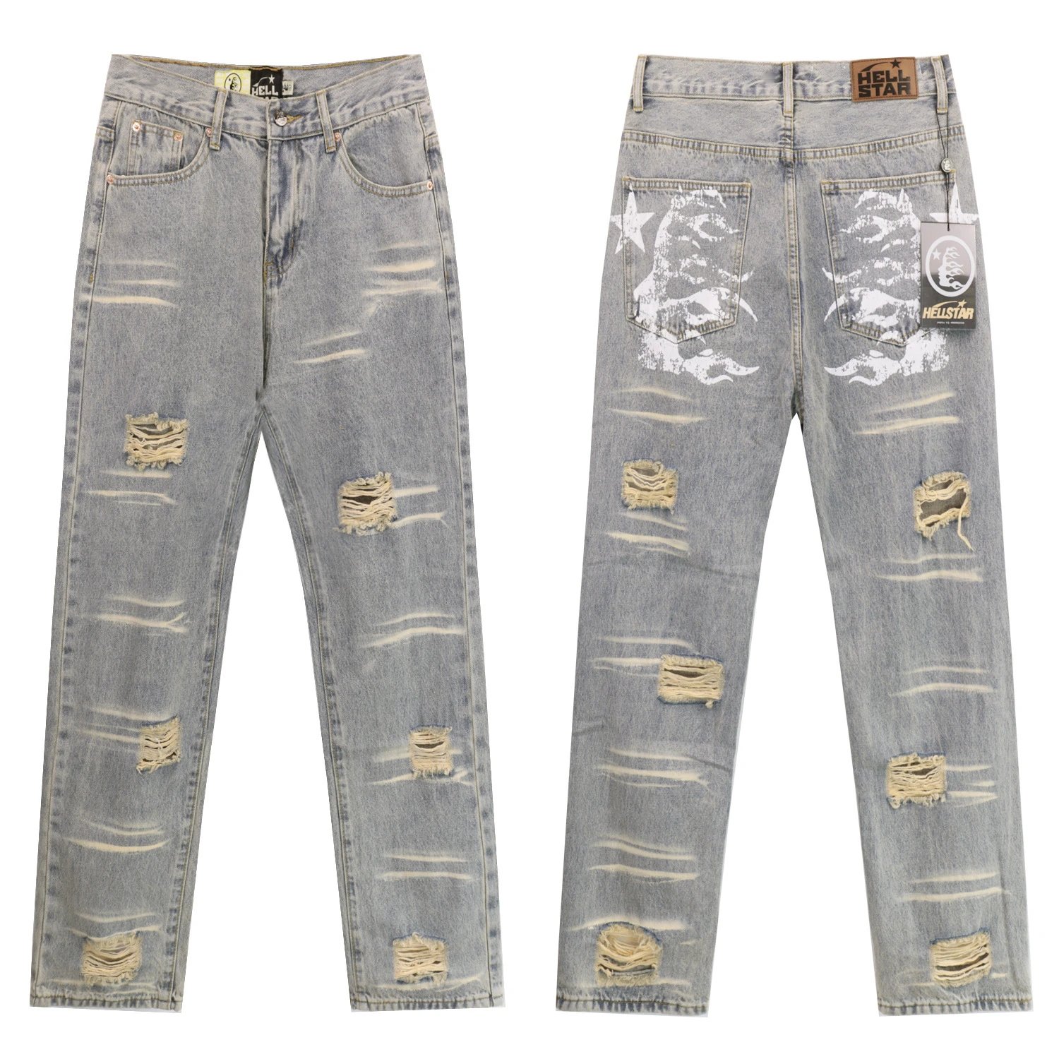 Distressed Denim Jeans Smoky Blue - Related Product - Cnfans