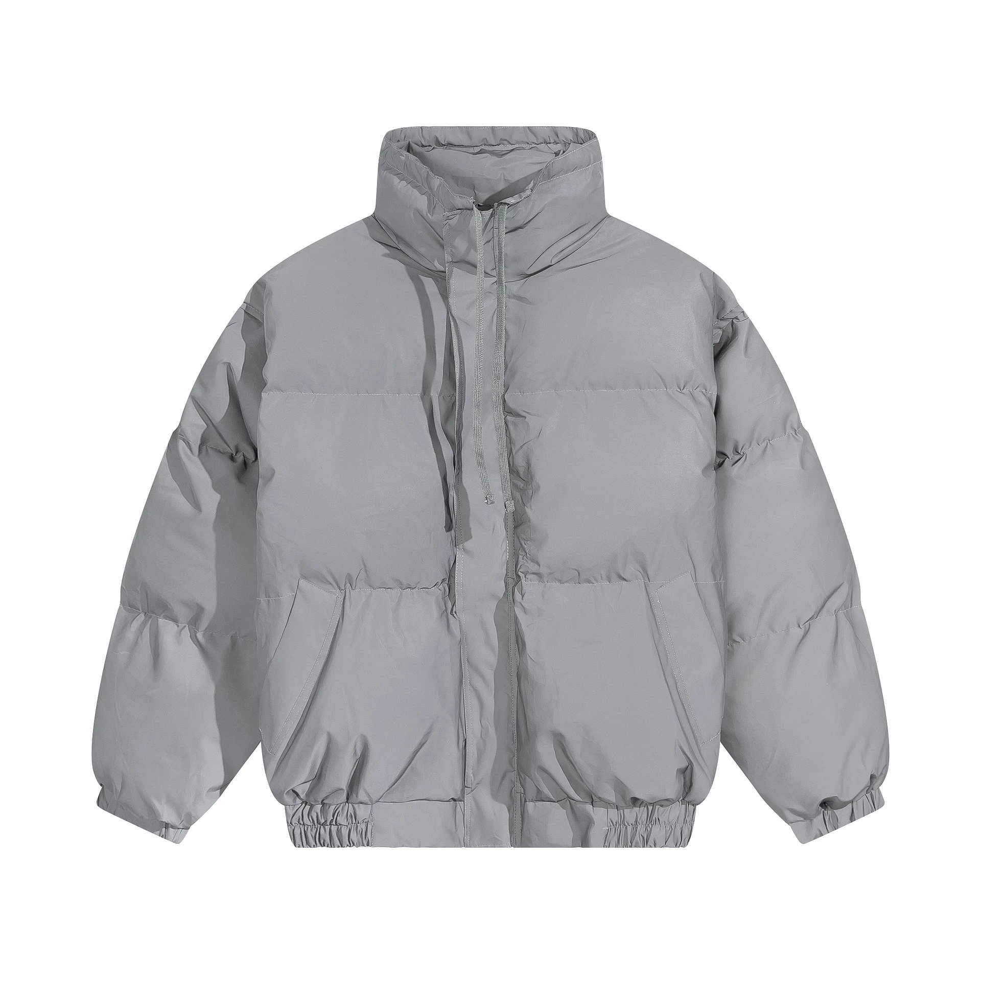 Winter High Street Puffer Jacket Reflective Silver Grey - Related Product - Cnfans