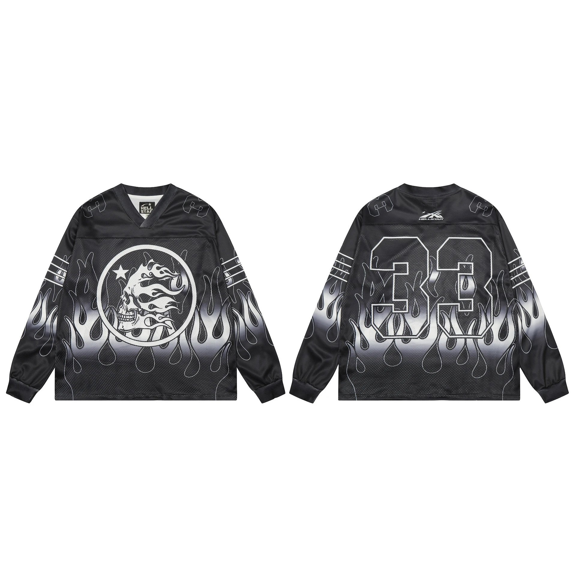 Graphic Long Sleeve Tee Charcoal - Hellstar - Cnfans - $27.74