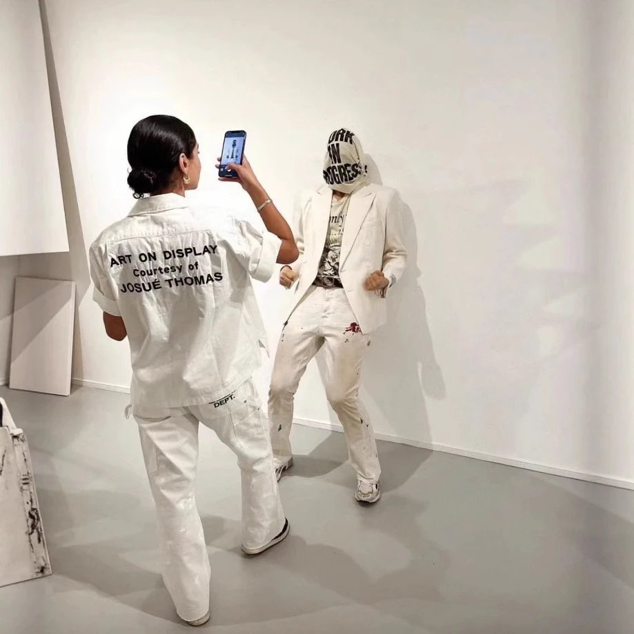 Patchwork Casual Denim Trousers Beige - Gallery Image 2 - Detailed View