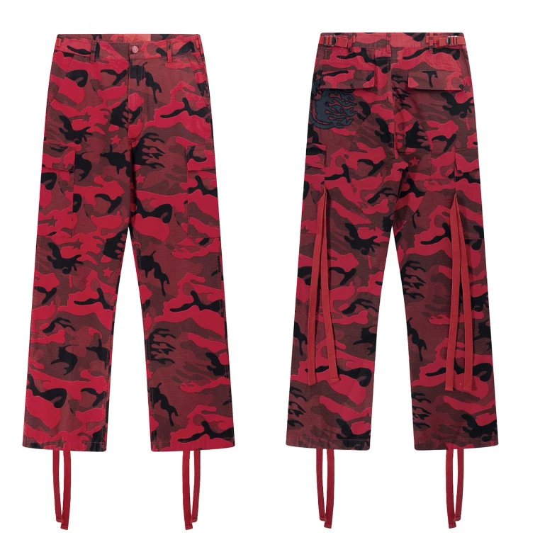 Camouflage Denim Trousers Scarlet - Hellstar - Cnfans - $56.45