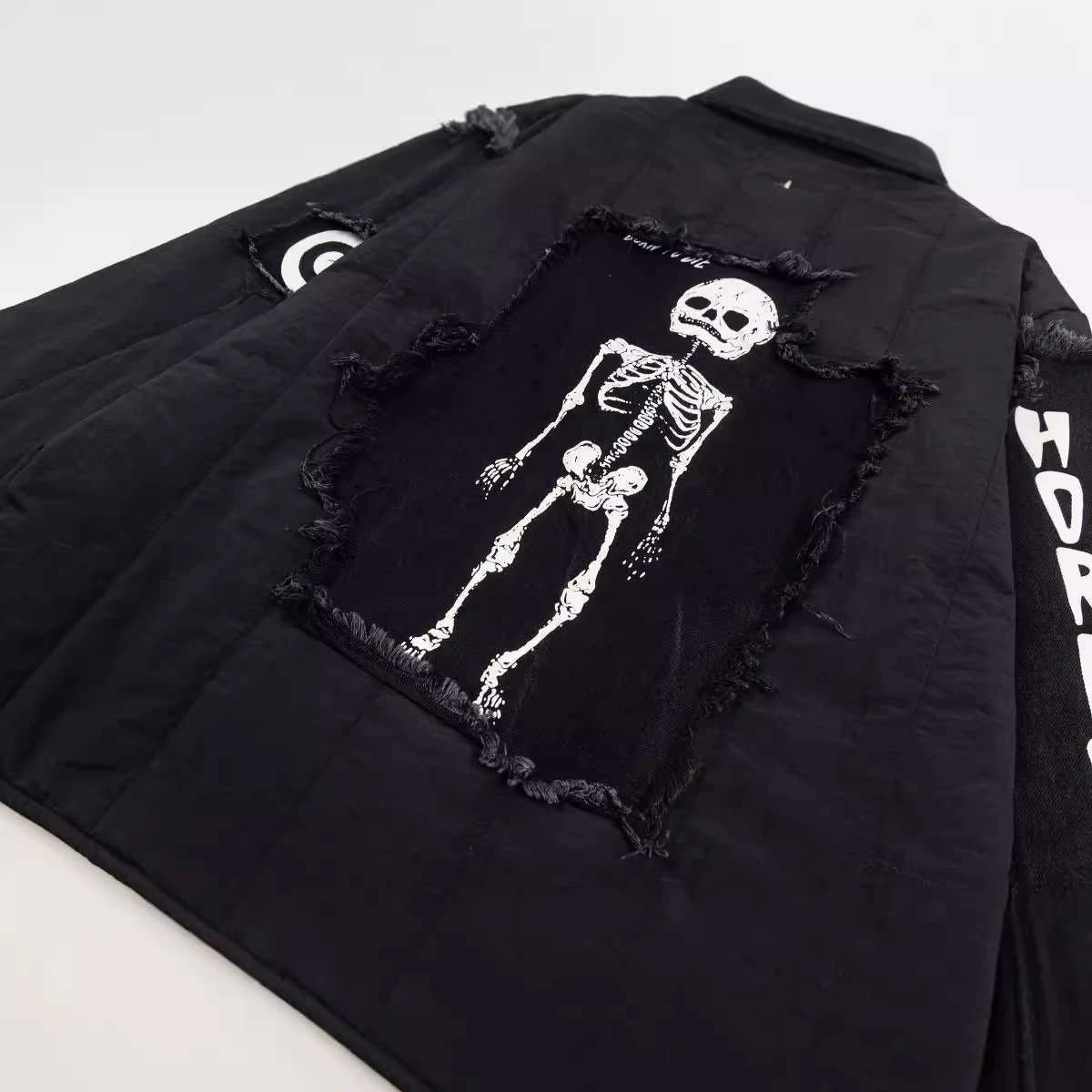 Skeleton Patchwork Cotton Jacket Onyx - Gallery Image 2 - Detailed View
