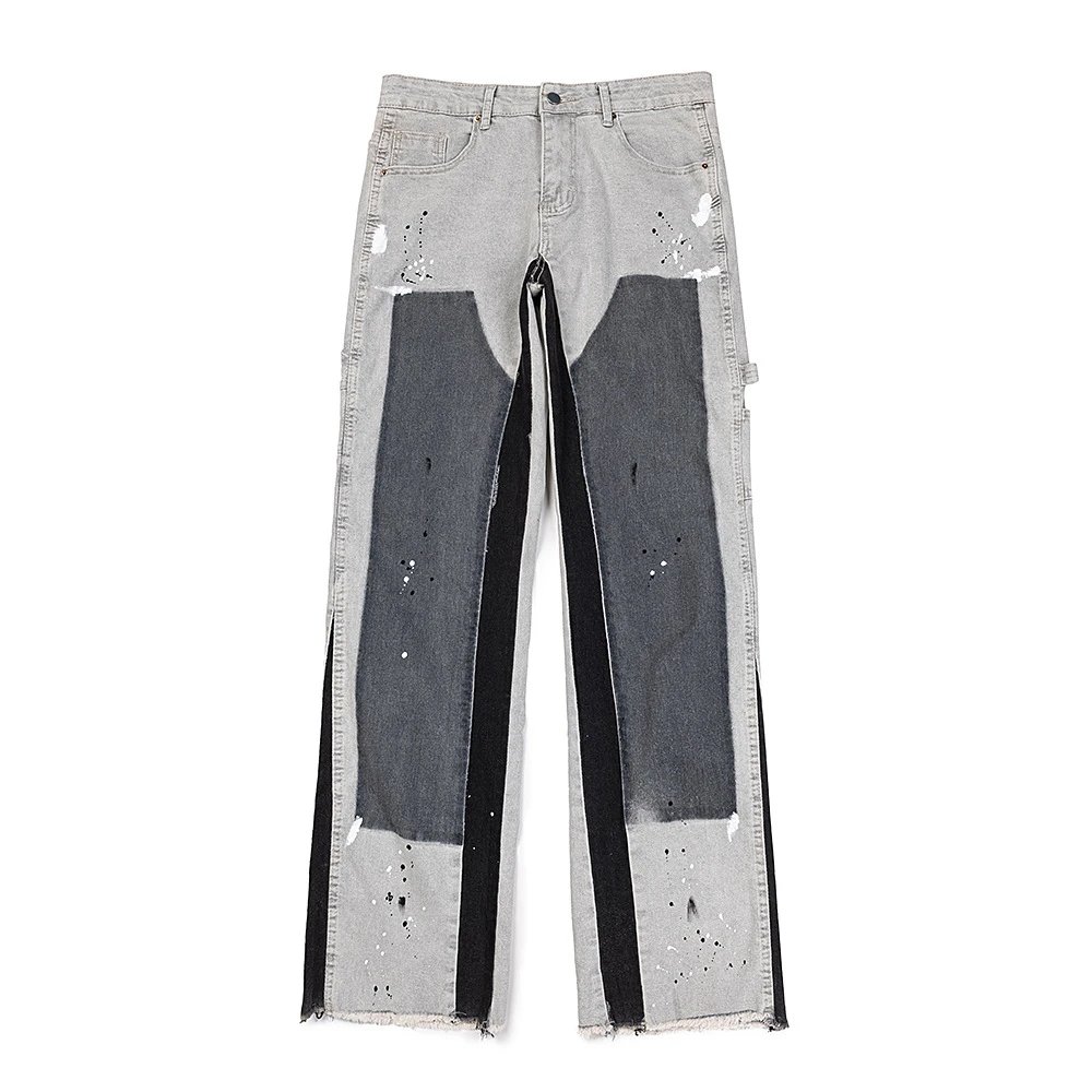 Flare Denim Pants Splatter Onyx - Gallery Image 5 - Detailed View