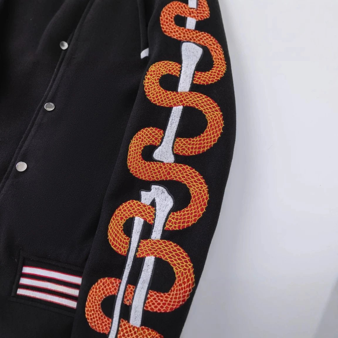 Amiri Snake Embroidery Wool Jacket Black - Gallery Image 4 - Detailed View
