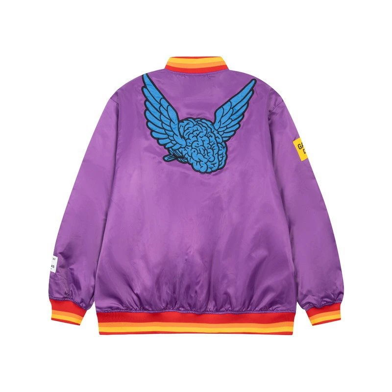 Varsity Embroidered Bomber Jacket in Regal Purple - Gallery Image 4 - Detailed View