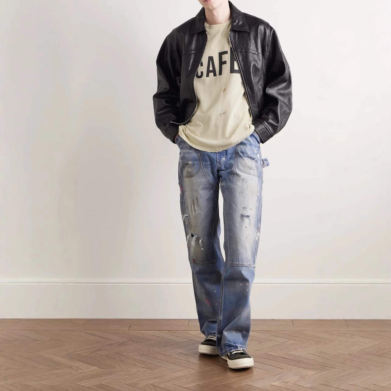 Hand-Painted Denim Pants Azure - Gallery Image 2 - Detailed View