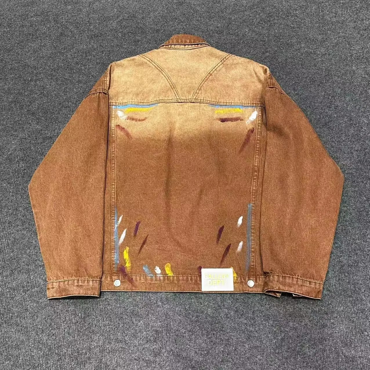 Hand-Painted Denim Set in Burnt Sienna - Gallery Image 4 - Detailed View