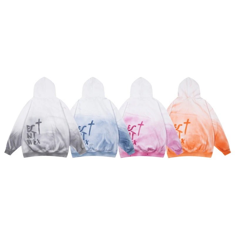 Gradient Tie-Dye Hoodie with Splatter in Frosted Blue - Gallery Image 2 - Detailed View