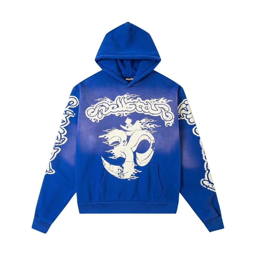 Graphic Fleece Hoodie Royal Blue - Hellstar - Cnfans - $39.03