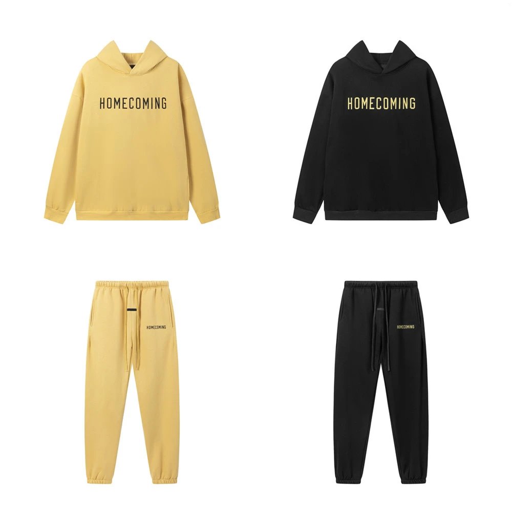 Unisex Fleece Hoodie Sweatpants Set Winter Mustard - Gallery Image 1 - Detailed View