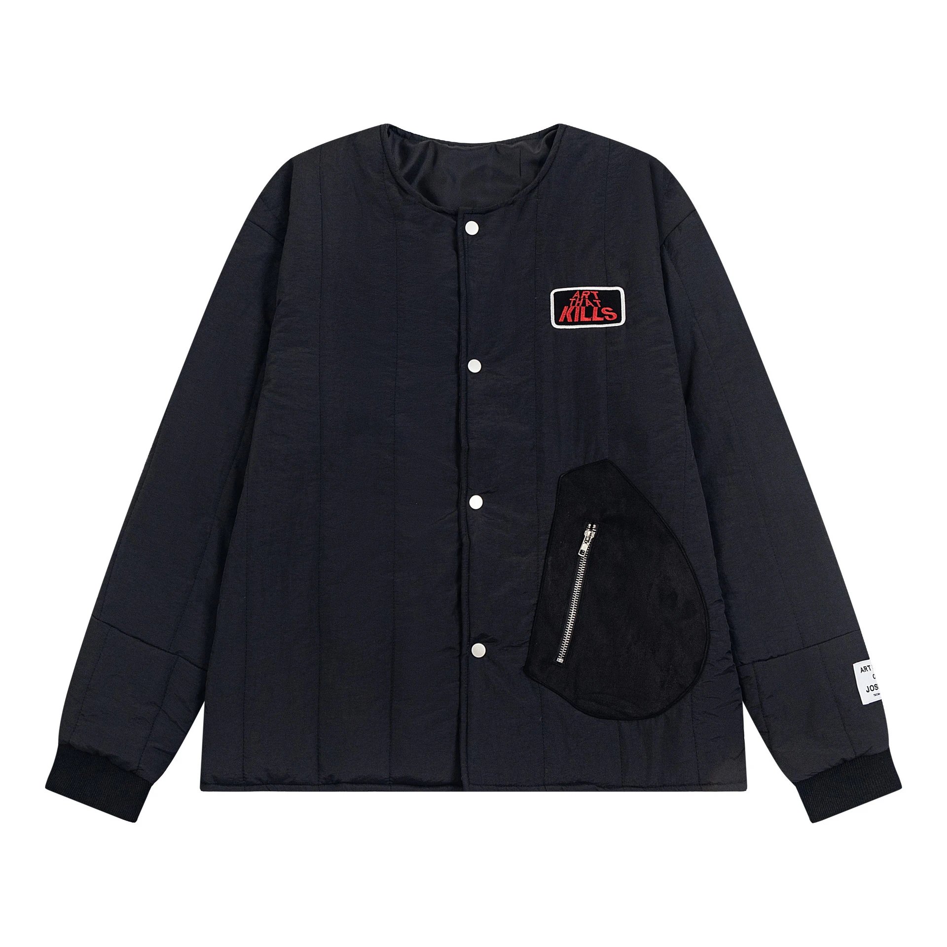 Skeleton Patchwork Cotton Jacket Onyx - Gallery Image 4 - Detailed View