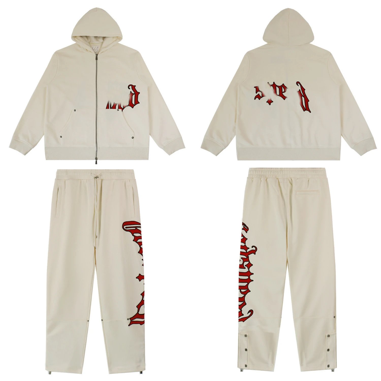 GOD&speed Hoodie Set Red/Black/Cream - Gallery Image 4 - Detailed View