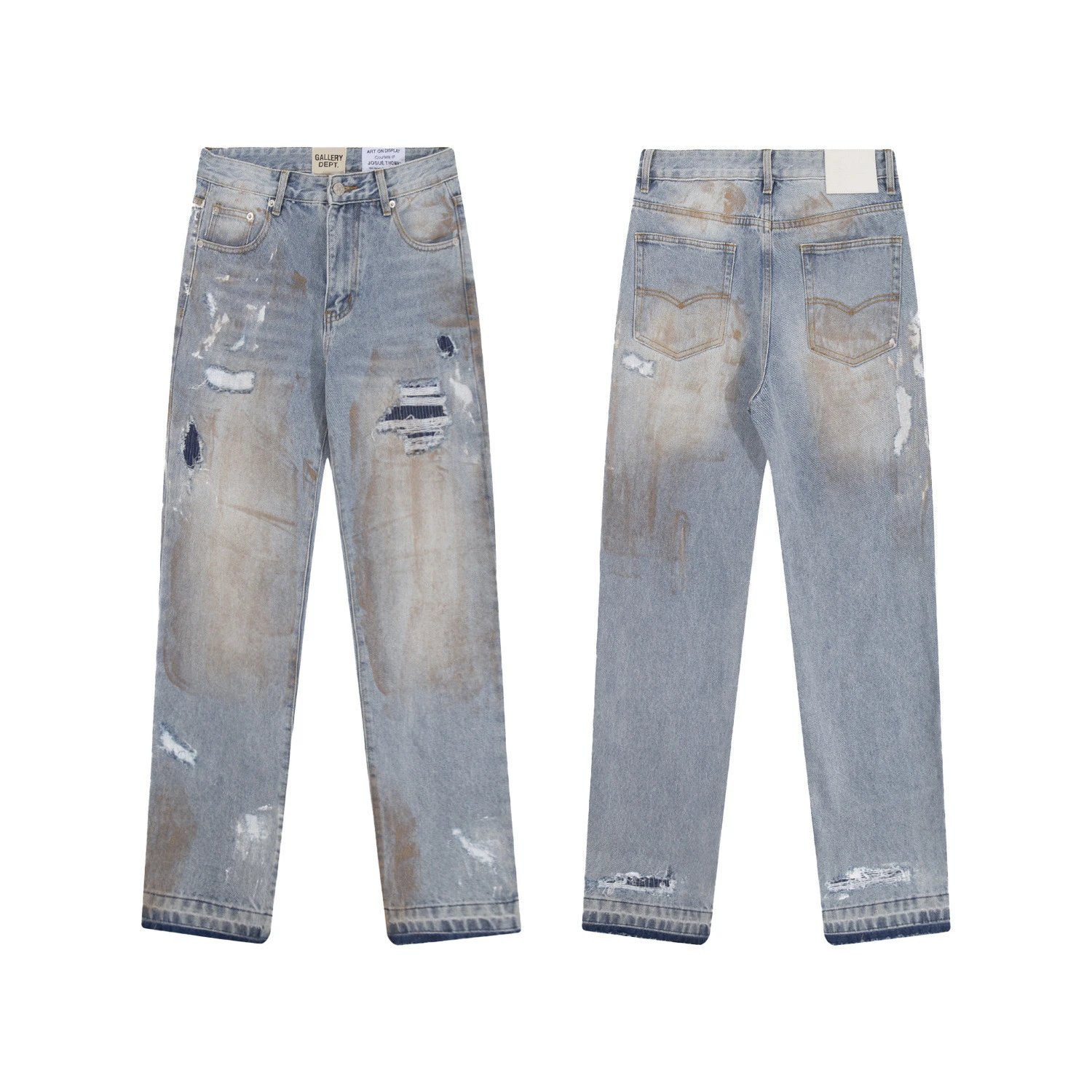 Distressed Denim Pants in Slate Blue - Gallery Dept - Cnfans - $44.19